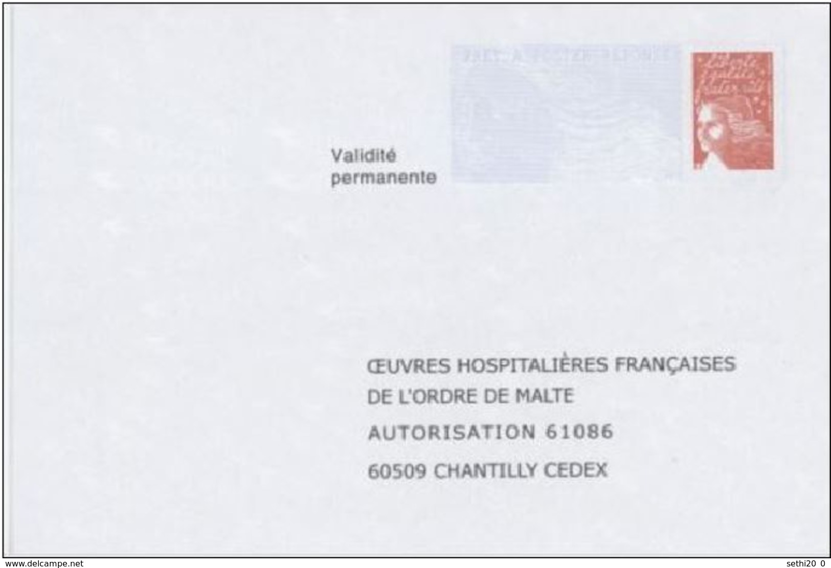 France PAP Reponse Luquet RF 0306648 Oeuvres Hospitalières Françaises - Listos Para Enviar: Respuesta /Luquet