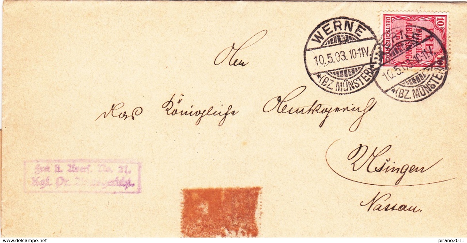 Werne / Usingen; Briefumschlag Von 1903 - Documents Historiques