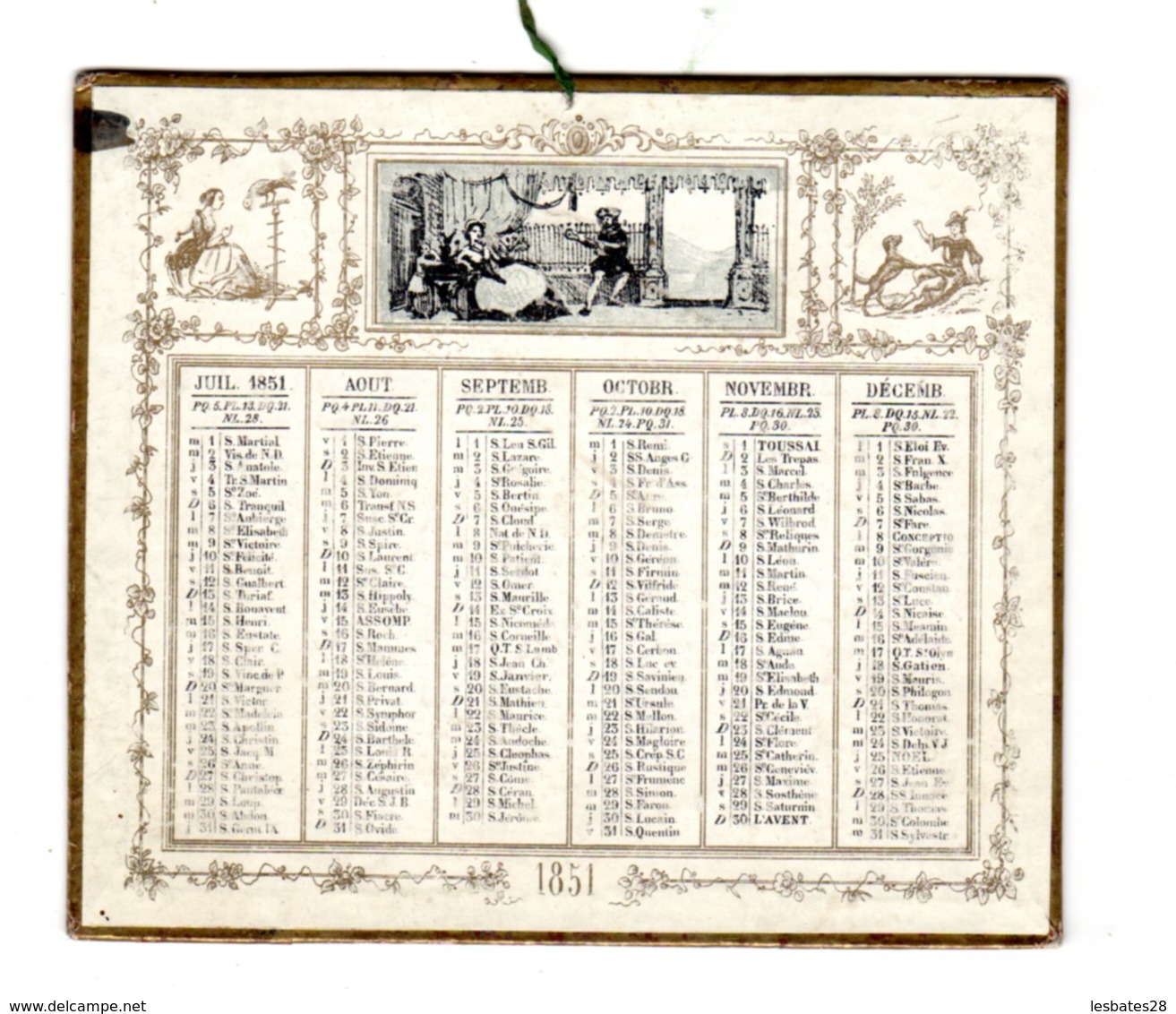 ALMANACH - CALENDRIER  1851 Lithographie Scènes,  Allegorie      FEVR 2019 ABL 7 - Petit Format : ...-1900