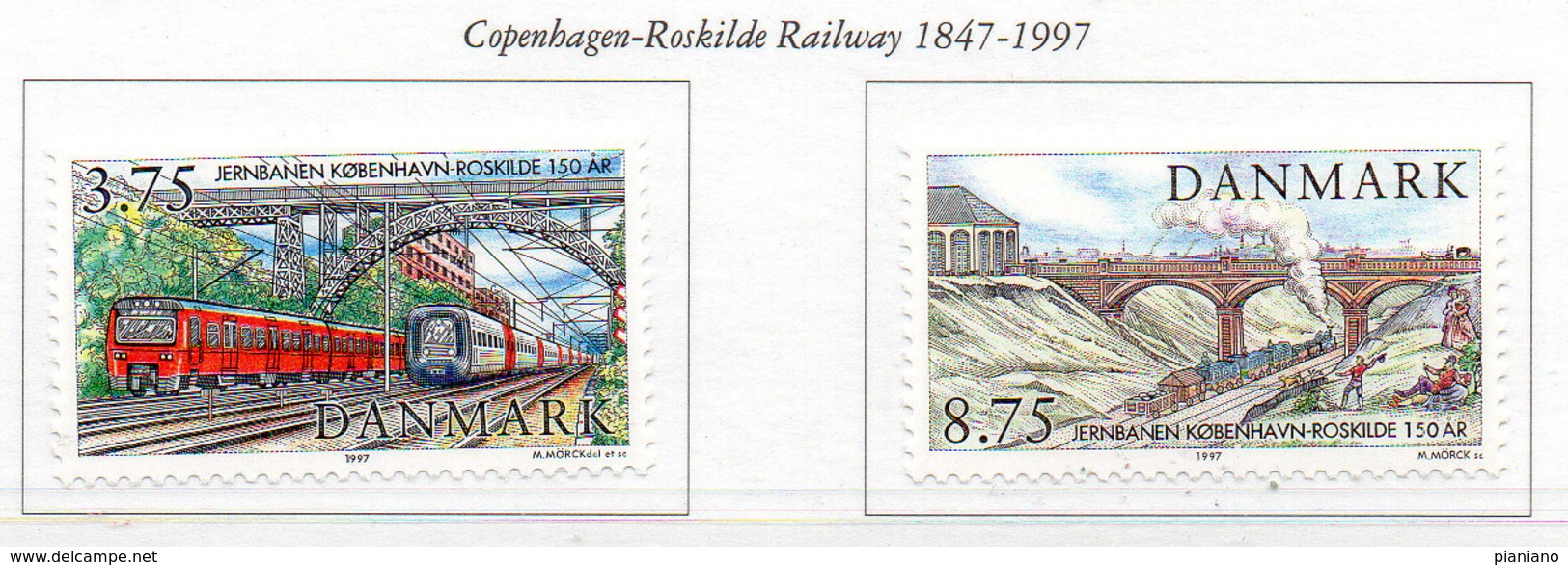 PIA - DANIMARCA -1997 : 150° Anniversario Della Linea Ferroviaria Copenhagen-Roskilde  - (Yv  1158-59 ) - Nuovi