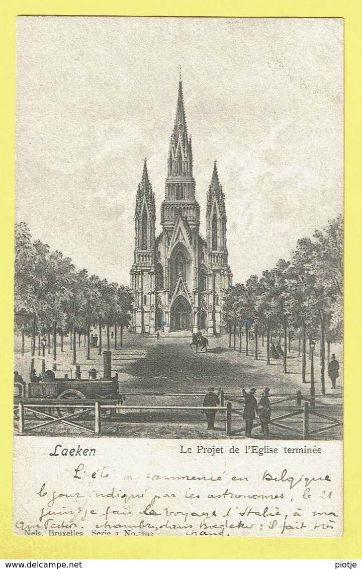 * Laken - Laeken (Brussel - Bruxelles) * (Nels, Série 1, Nr 202) Le Projet De L'église Terminée, Train, Trein, Zug, TOP - Laeken