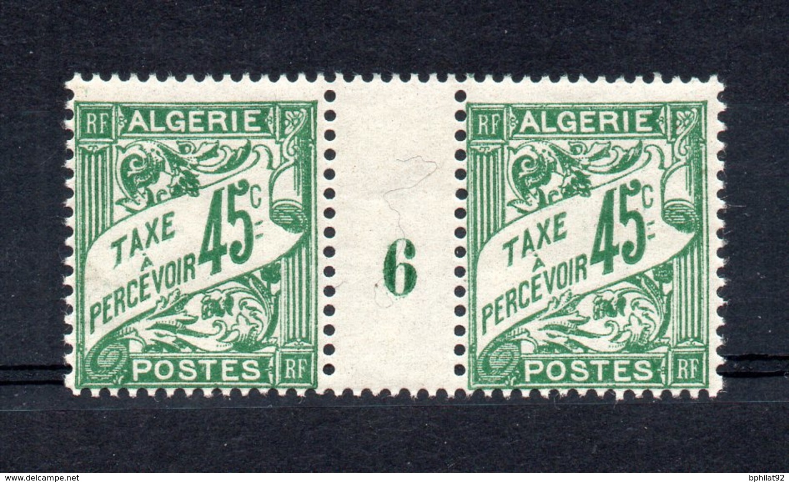 !!! PRIX FIXE : ALGERIE, PAIRE DE LA TAXE N°6 AVEC MILLESIME 6 NEUF ** - Timbres-taxe