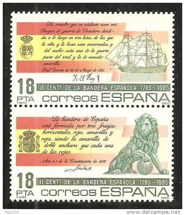 ESPAÑA 1985 - 2º CENTENARIO DE LA BANDERA ESPAÑOLA  - Edifil 2791-92 - Yvert 2410A - Sellos