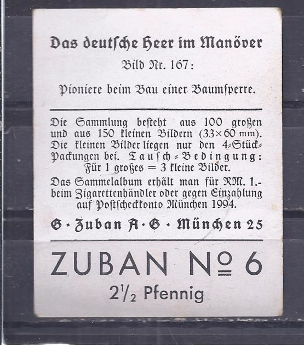 Zig-3-5- Zuban  - Das Deutsche Heer Im Mannöver Bild 167 -  Pionier Bei Bau Einer Baumsperre - Autres Marques