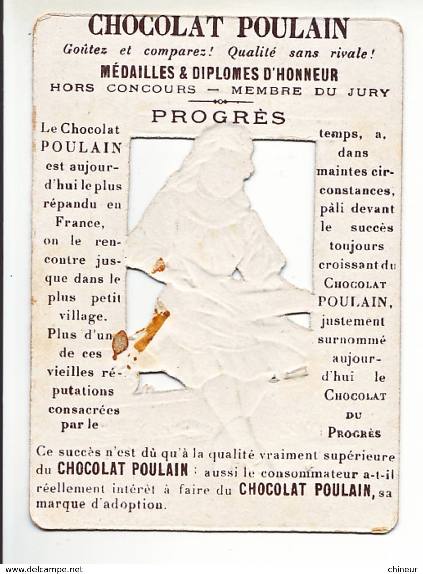 CHROMO CHOCOLAT POULAIN AVEC DECOUPIS CENTRAL FILLETTE FAISANT LA LECTURE - Poulain