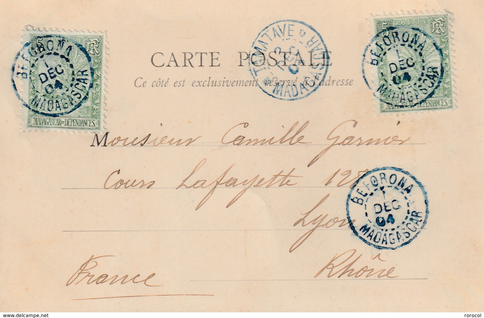 MADAGASCAR CP BEFORONA Cachet Bleu 1904 SUPERBE - Lettres & Documents