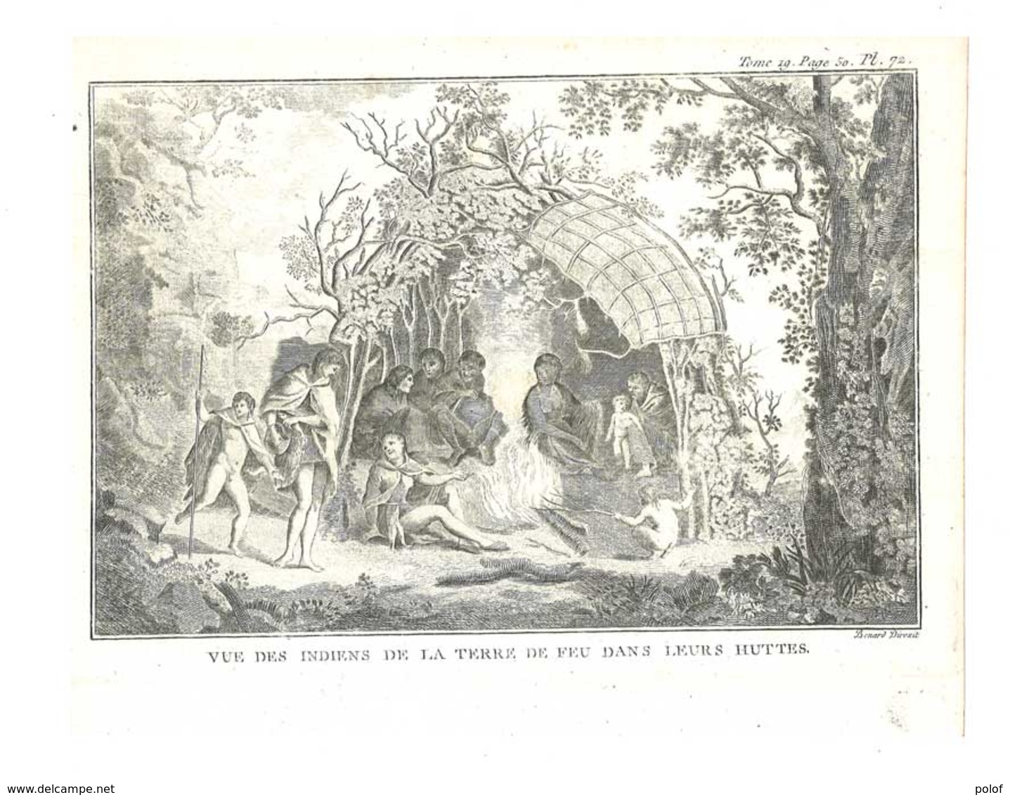 Vue Des Indiens De La Terre De Feu Dans Leurs Huttes- Litho Benard Direxit- Tome 19 - Page 50. Pl. 72 Patagonie)(VP 848) - Documents Historiques