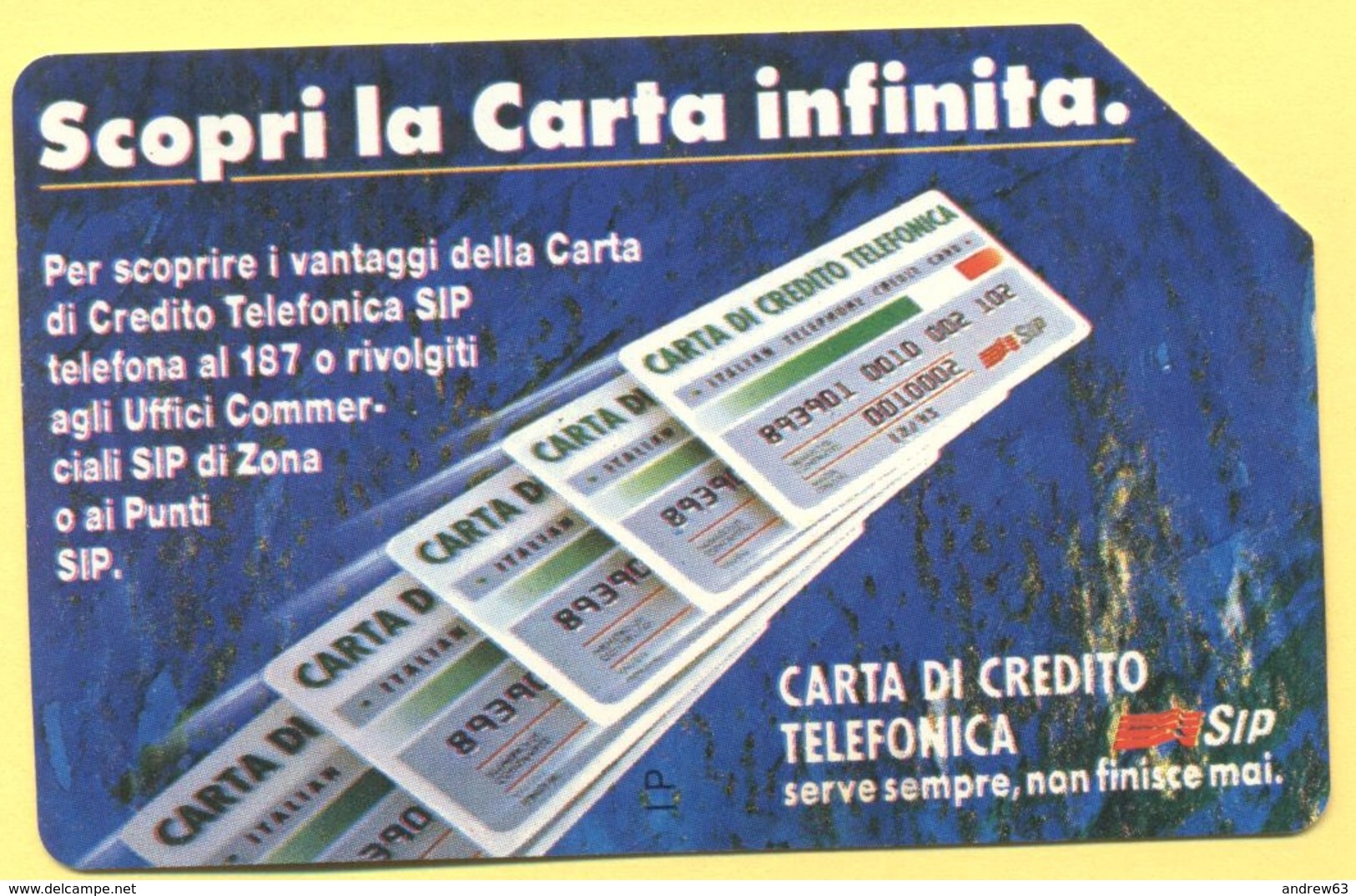 Scheda Telefonica - ITALIA - ITALY - ITALIE - 31.12.93 - Scopri La Carta Infinita, Carta Di Credito Telefonica - SIP 100 - Pubbliche Ordinarie