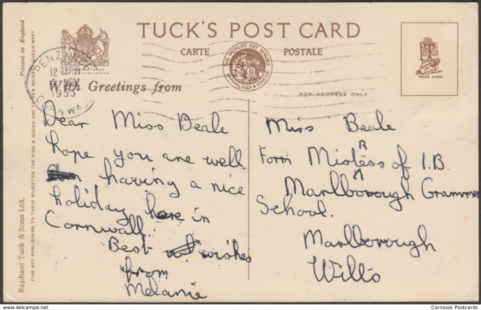 St Michael's Mount And Chapel Rock, Cornwall, 1953 - Tuck's Postcard - St Michael's Mount