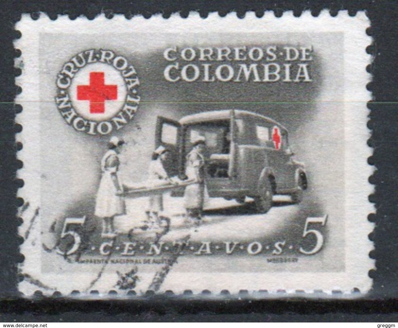 Red Cross Columbia 1958 Stamp Obligatory Tax For The Red Cross Fund. - Cruz Roja