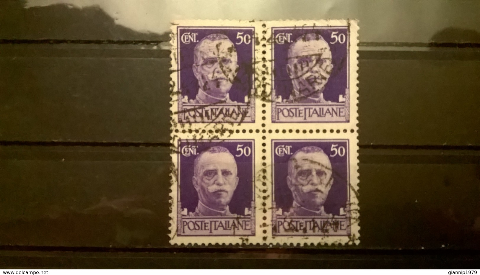 FRANCOBOLLI STAMPS ITALIA ITALY REGNO 1929 USED  QUARTINA CON ANNULLO SERIE IMPERIALE - Usati