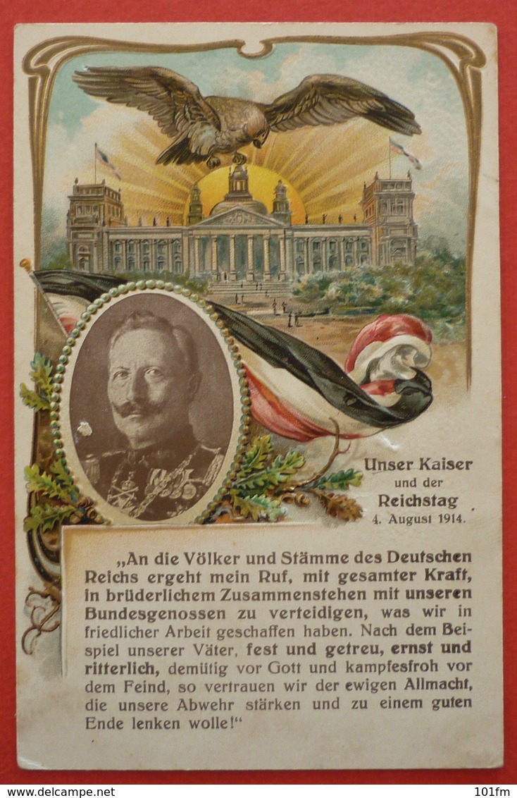 GERMANY - KAISER WILHELM II. - UNSER KAISER UND DER REICHSTAG 1914 , OLD LITHO - Königshäuser