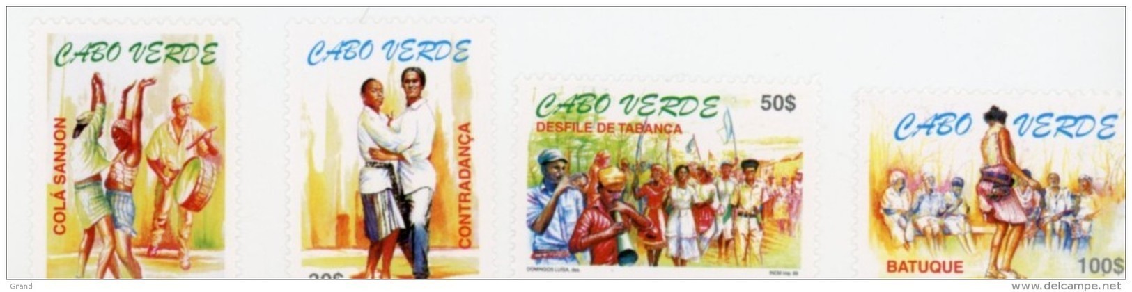 Cap Vert-Cabo Verde-1999-Danses Folkloriques, Musique-738/41***MNH- - Islas De Cabo Verde