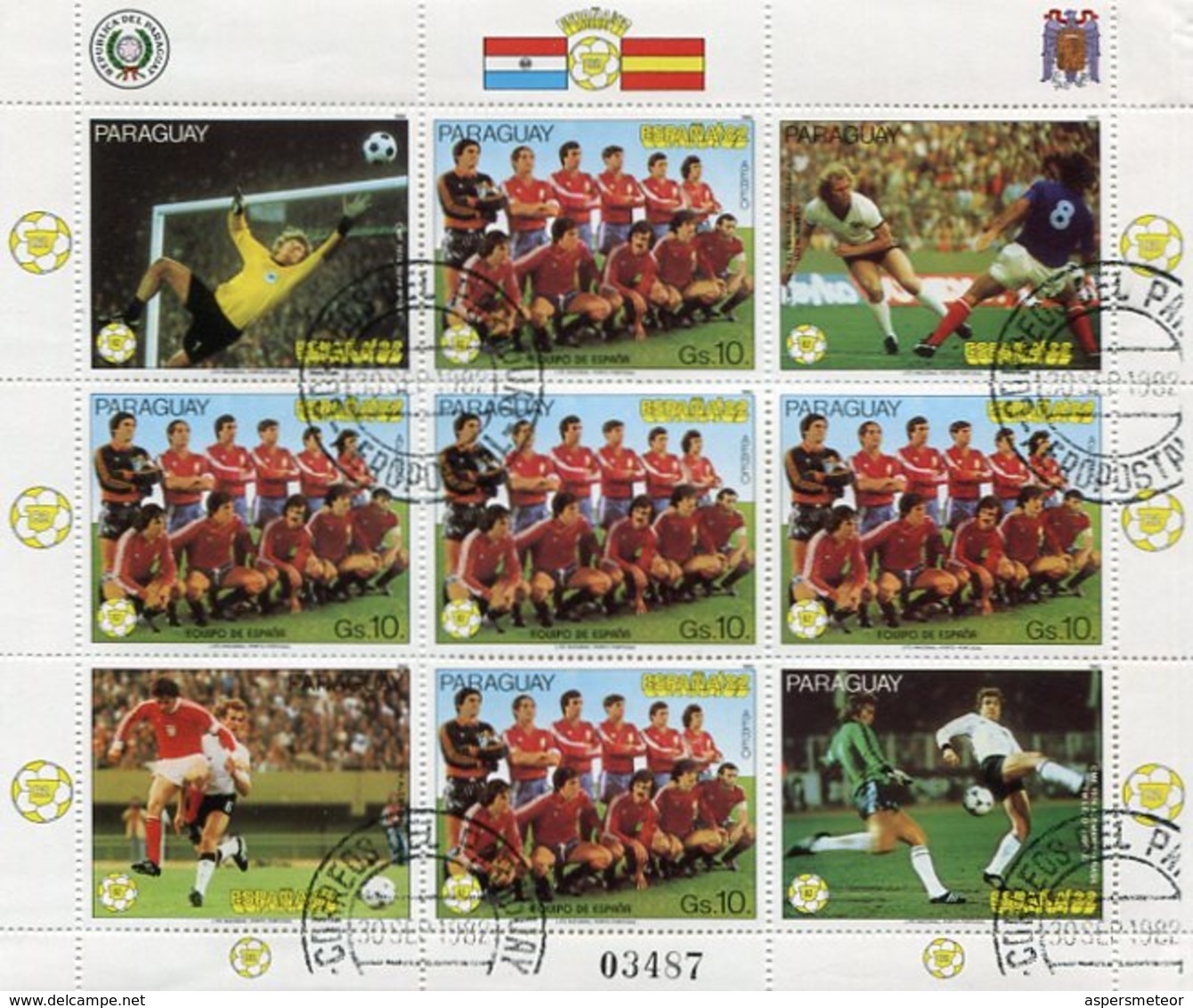 FIFA WORLD CUP SPAIN / COPA MUNDIAL DE FUTBOL ESPAÑA '82 - PARAGUAY 1982 FEUILLET AEREO N° 904 OBLITERE - LILHU - 1982 – Spain
