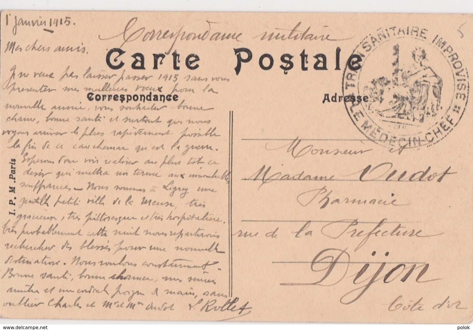 Bg - Cachet FM - Train Sanitaire Improvisé (1915) - Sur Carte Postale De Ligny En Barrois - Storia Postale