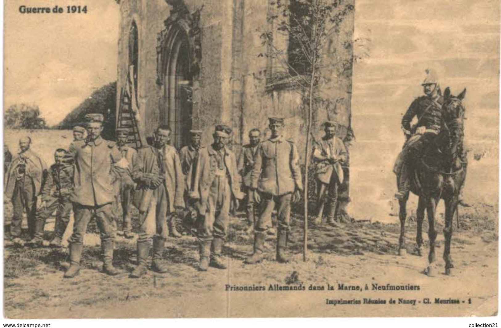 GUERRE 1914 1918 .... PRISONNIERS ALLEMANDS DANS LA MARNE A NEUFMOUTIERS - Guerra 1914-18