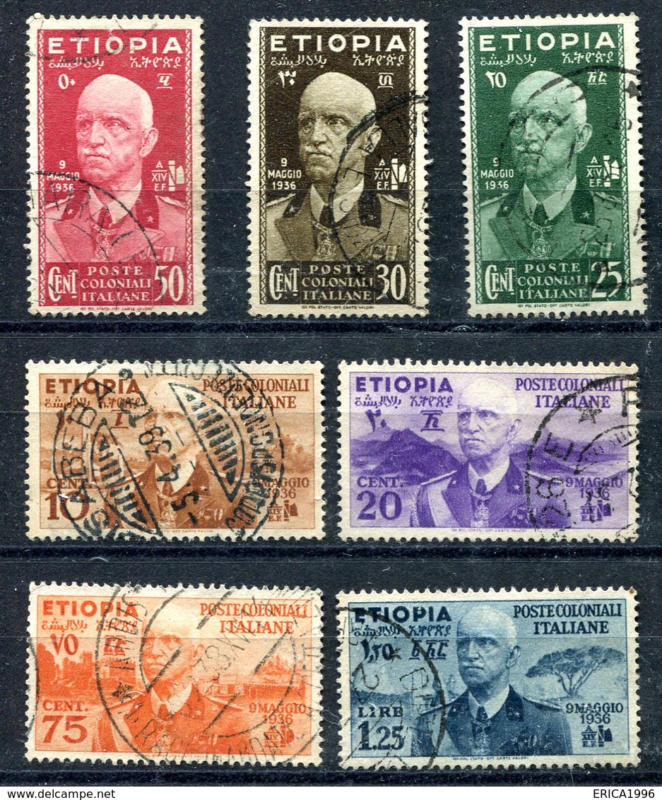 Z1387 ITALIA COLONIE ETIOPIA 1936 Vittorio Emanuele III, Serie Completa Usata, Ottime Condizioni - Ethiopia