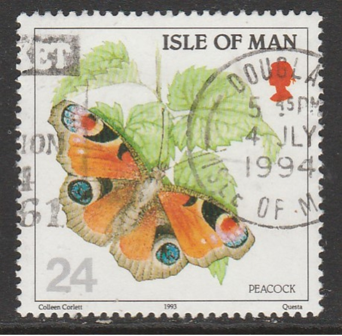 Isle Of Man 1993 Butterflies 24 P Multicoloured SW 553 O Used - Isla De Man