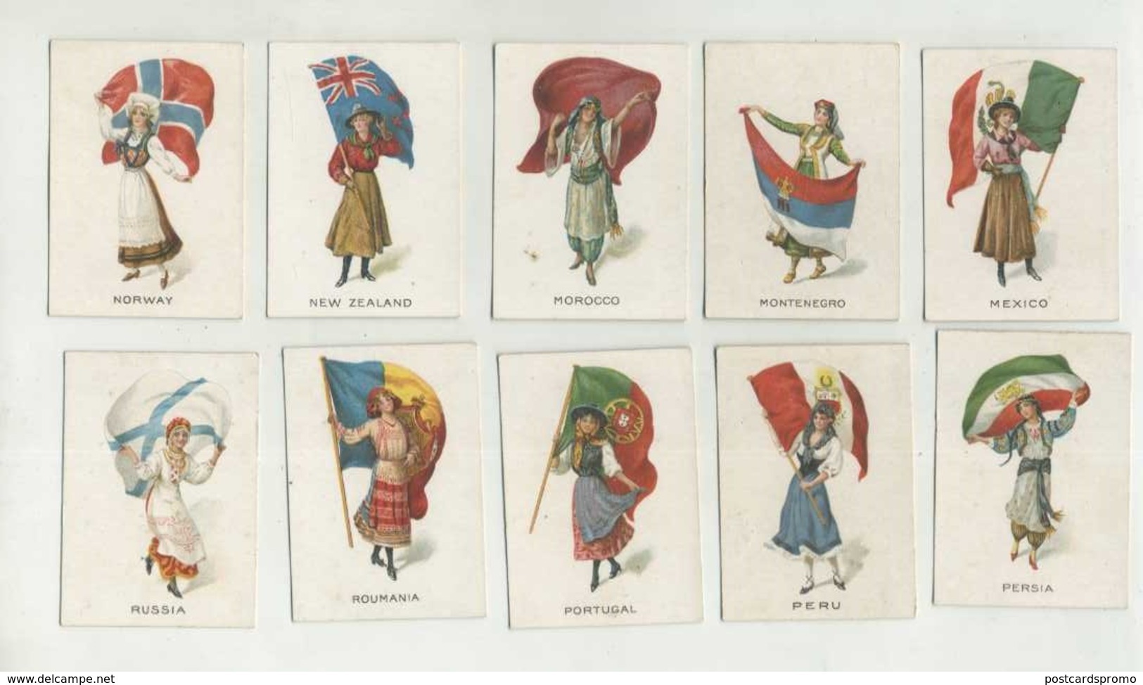 LOT 50 - FLAGS, Countries,  "ALBERT"  Vintage Cigarette Card, COMPLETE SERIE  (6 Scans) - Other & Unclassified