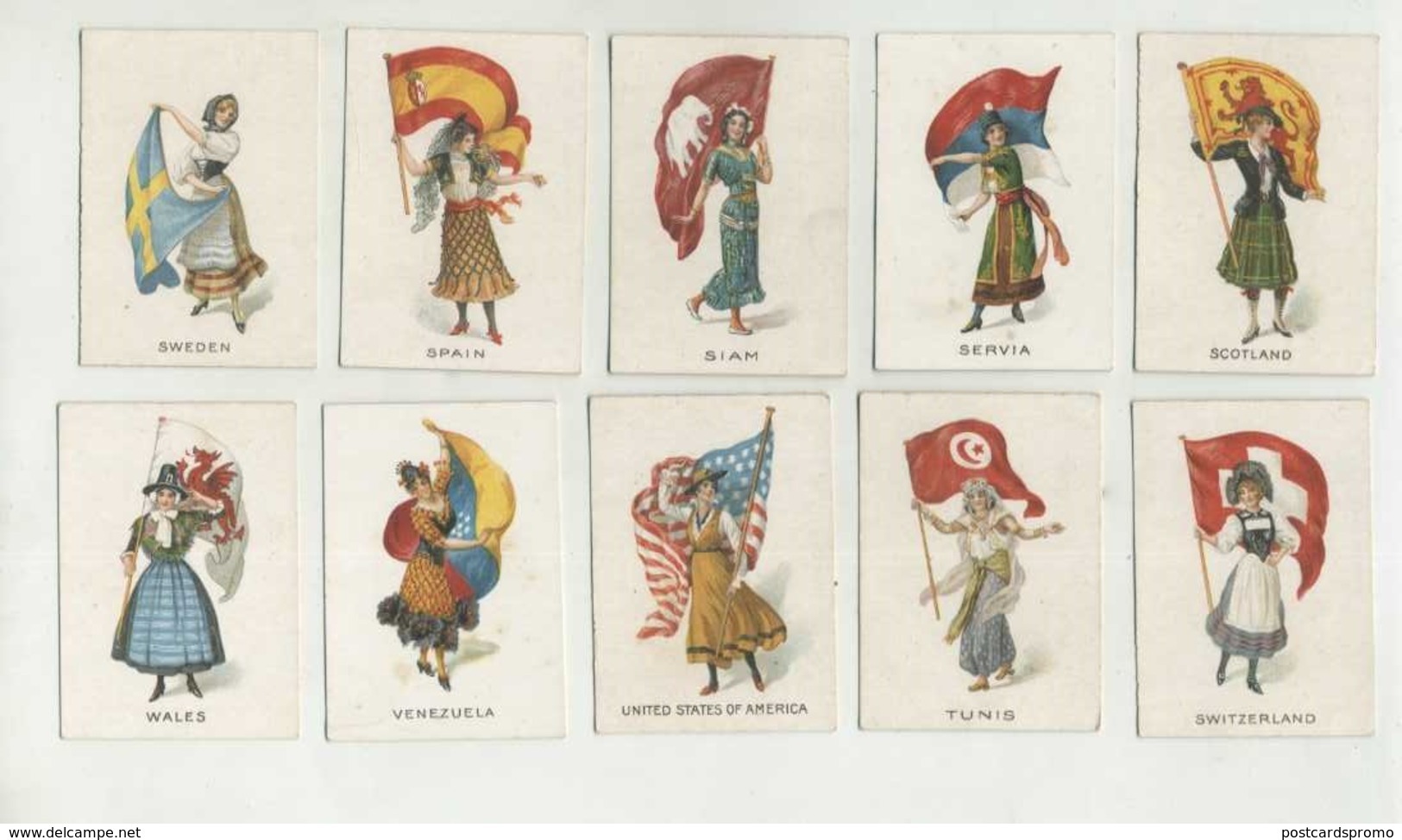 LOT 50 - FLAGS, Countries,  "ALBERT"  Vintage Cigarette Card, COMPLETE SERIE  (6 Scans) - Other & Unclassified