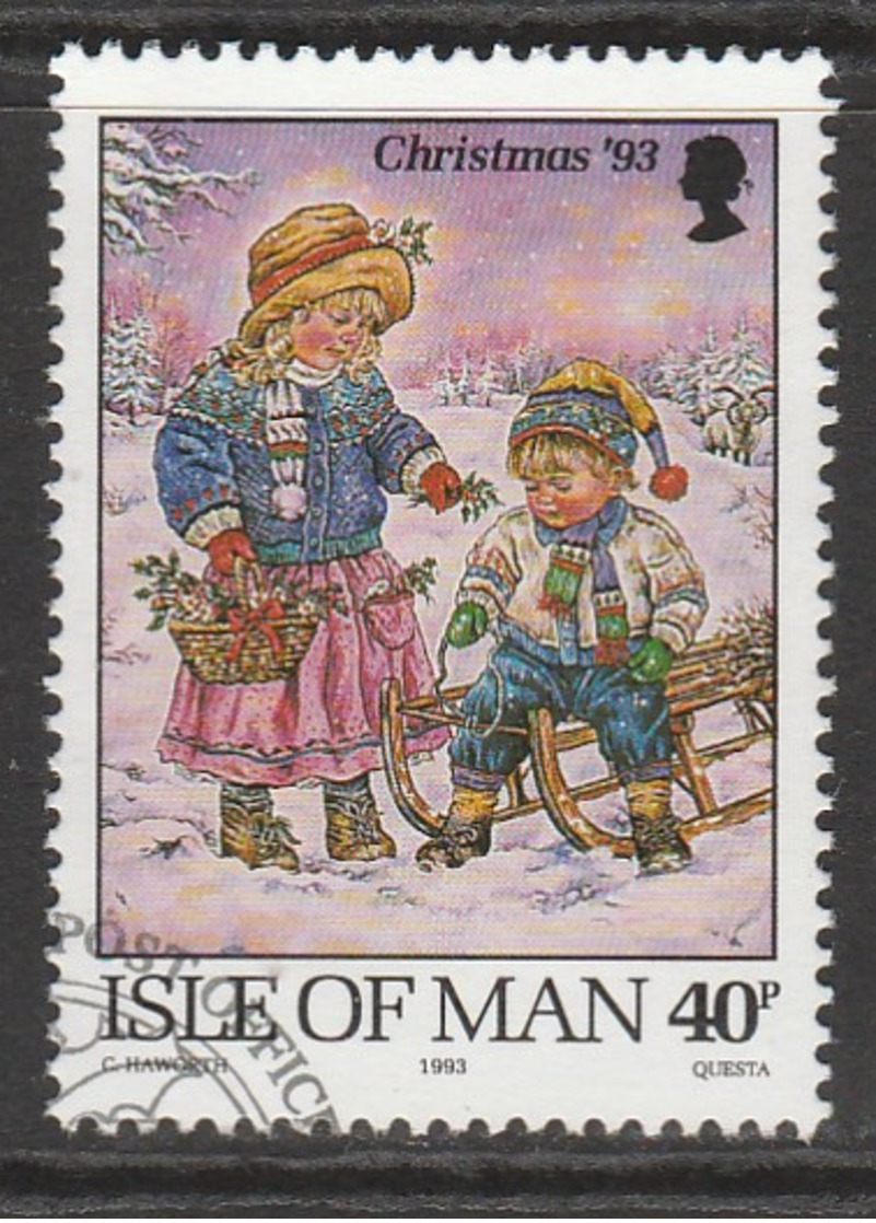 Isle Of Man 1993 Christmas 40 P Multicoloured SW 558 O Used - Isle Of Man