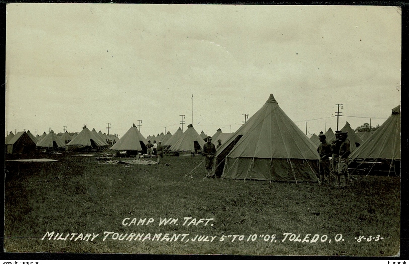 Ref 1273 - 1909 Real Photo Postcard - Military Tournament Camp William Taft Toledo Ohio USA - Toledo