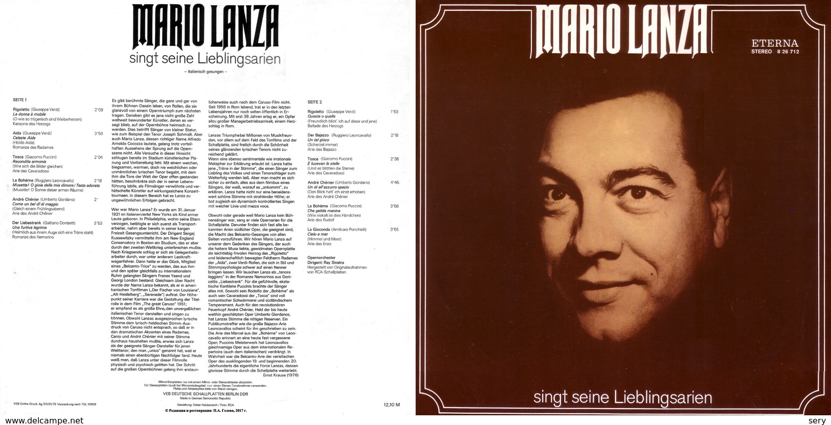 Superlimited Edition CD Mario Lanza. SINGT SEINE LIEBLINGSARIEN. - Oper & Operette