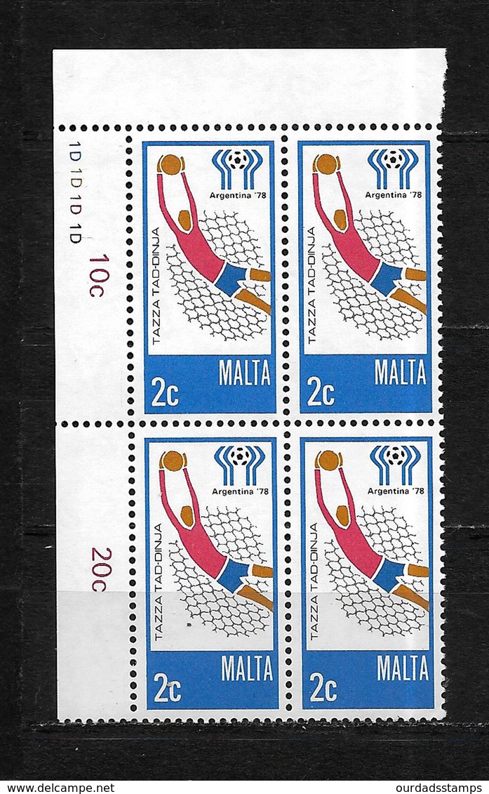 Malta, 1978 World Cup Complete Set In MNH Corner Blocks Of Four (7464) - Malta