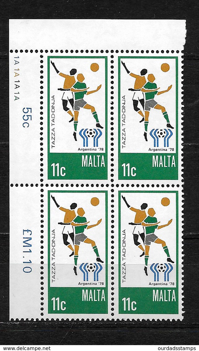 Malta, 1978 World Cup Complete Set In MNH Corner Blocks Of Four (7464) - Malta