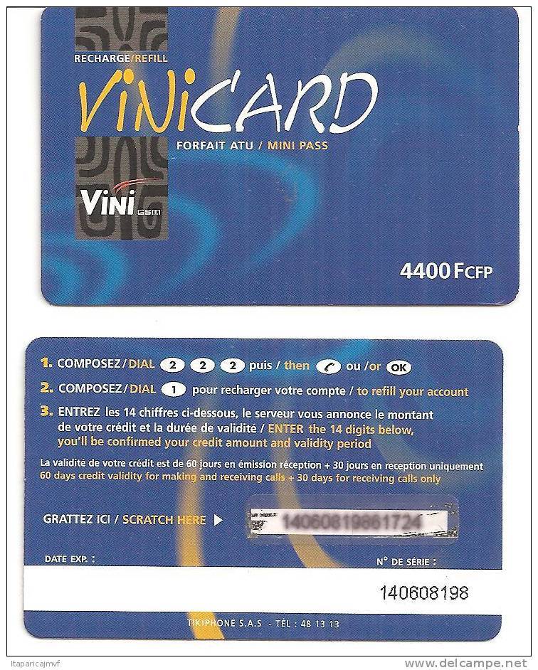Telecarte Polynésie Française:  VINI CARD   BLEU  :   4400  Fcfp - Polynésie Française