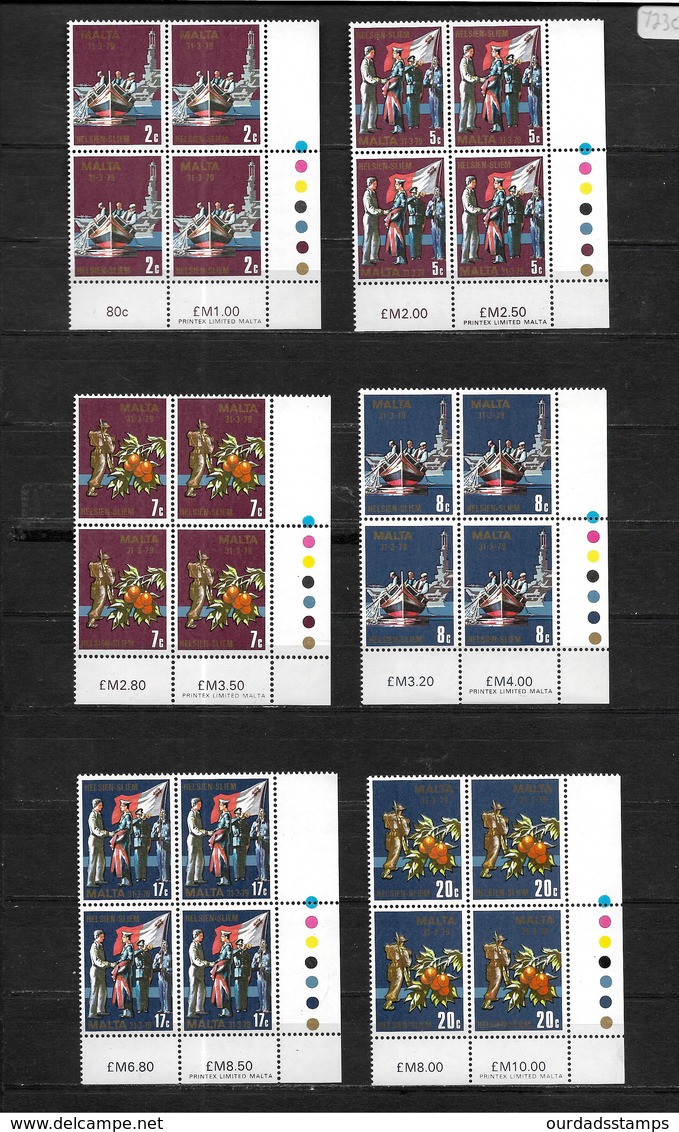 Malta, 1979 Military Agreement Complete Set In MNH Corner Blocks Of Four (7468) - Malta