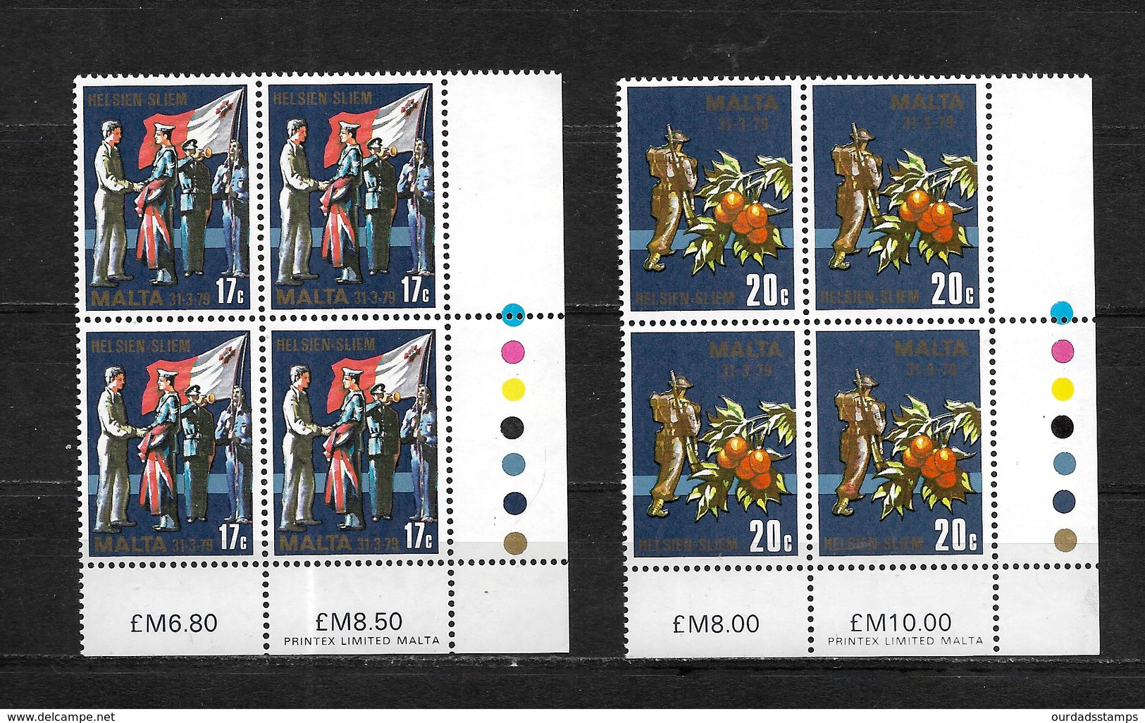 Malta, 1979 Military Agreement Complete Set In MNH Corner Blocks Of Four (7468) - Malta