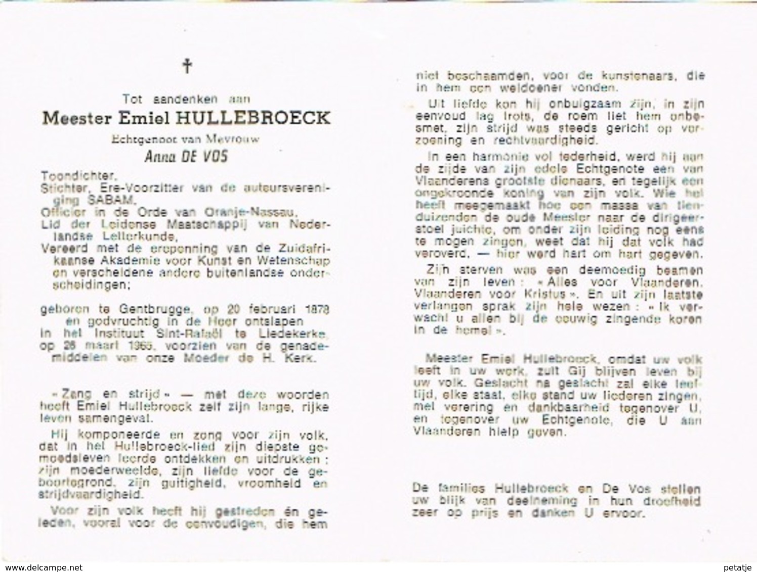 Meester Emiel Hullebroeck - Images Religieuses