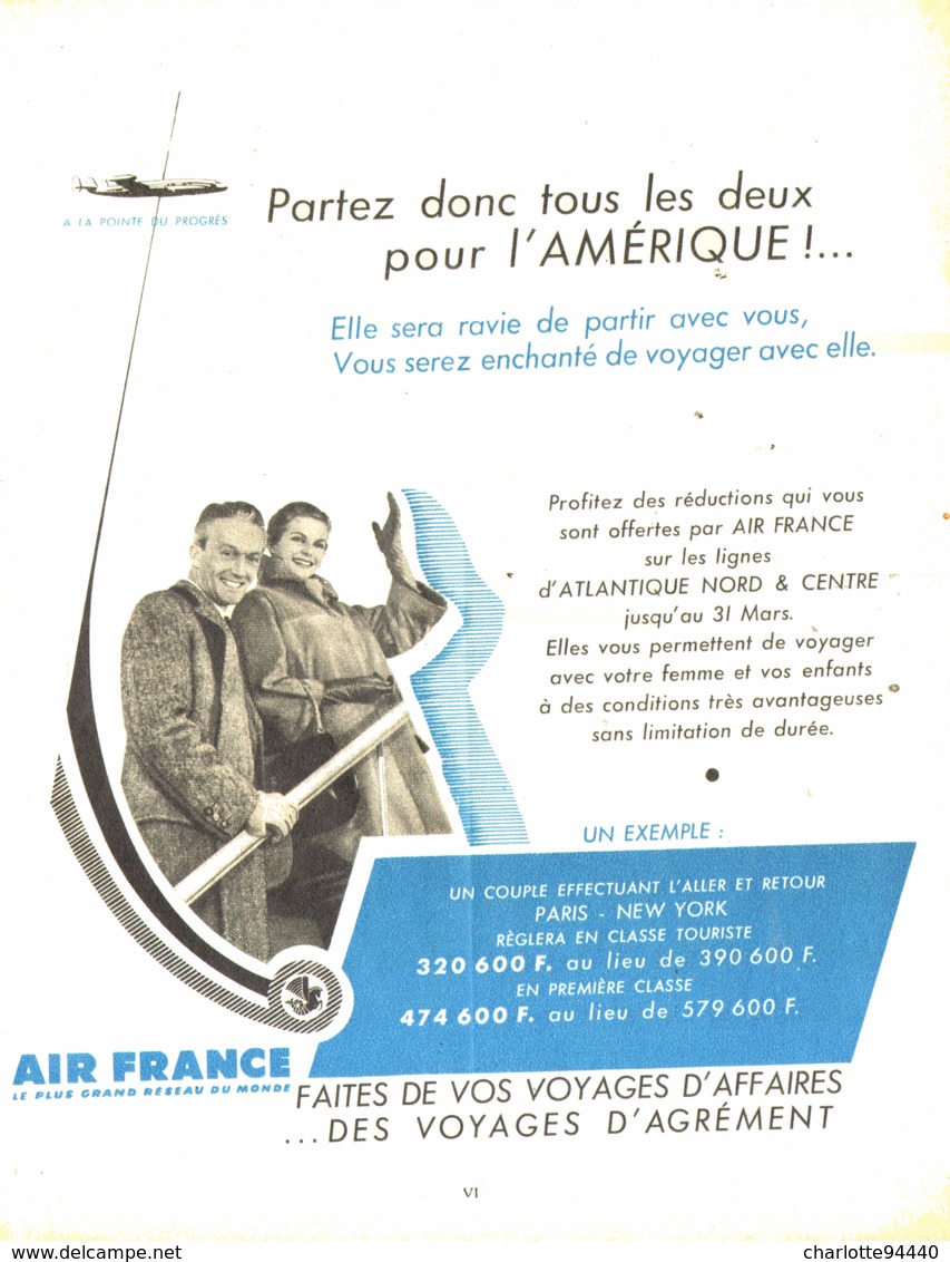 PUB  "  AIR FRANCE "  1957  ( 2 ) - Autres & Non Classés