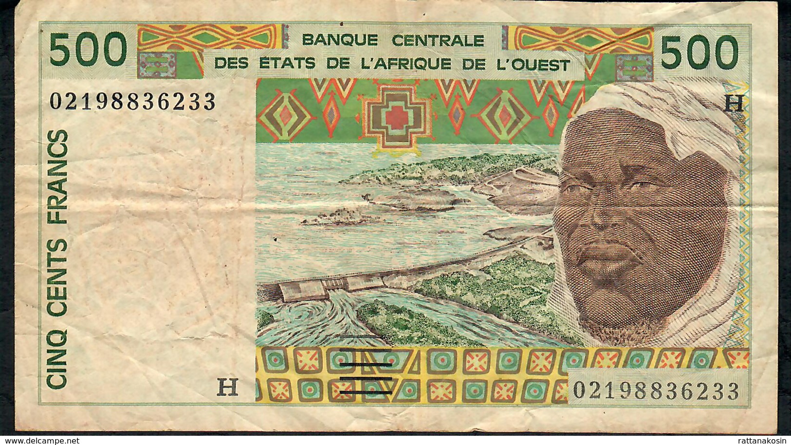 W.A.S. NIGER  P610Hl  500 FRANCS (20)02 FINE NO P.h. - Niger