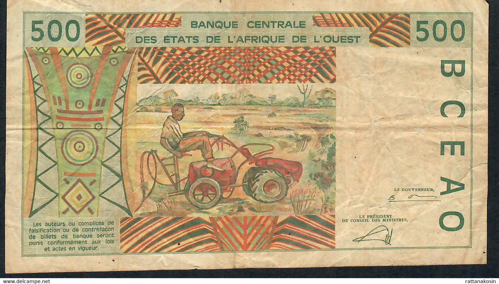 W.A.S. NIGER  P610Hl  500 FRANCS (20)02 FINE NO P.h. - Niger