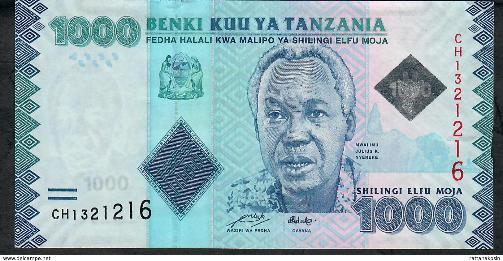 TANZANIA P41a 1000 SHILLINGS  (ND=2011 ) #CH Signature 15  XF - Tanzanie