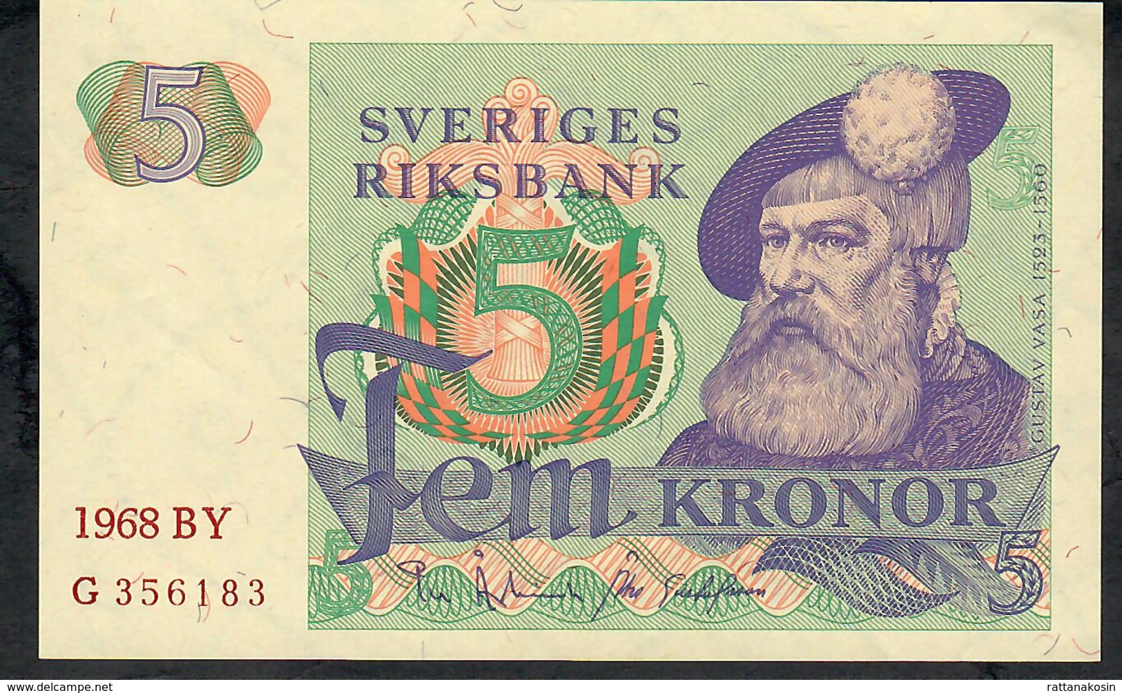 SWEDEN P51a 5 KRONOR 1968 #BY  UNC. - Suède