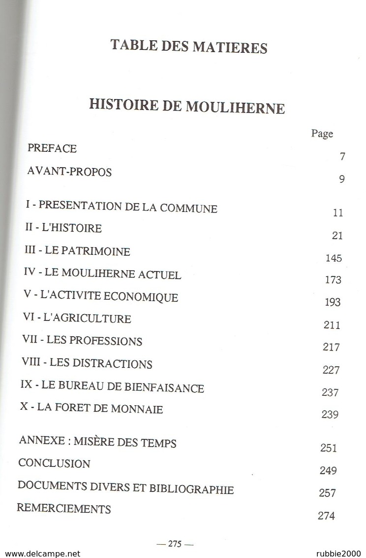 HISTOIRE DE MOULIHERNE VILLAGE D ANJOU 1995 MAINE ET LOIRE PAR RAOUL DUBOIS - Pays De Loire