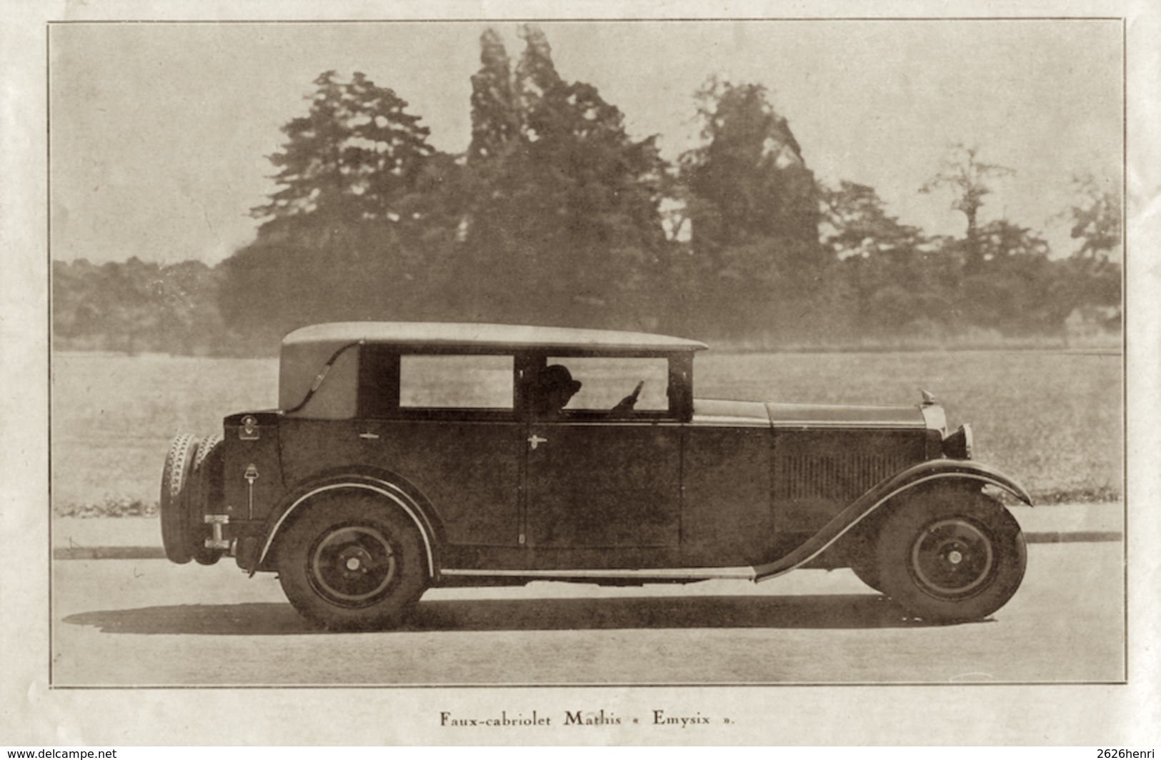 #19 Reproduction Photo Publicitaire 1928 “Faux-cabriolet Mathis - Emysix- ”, Sur Carte Postale - Toerisme