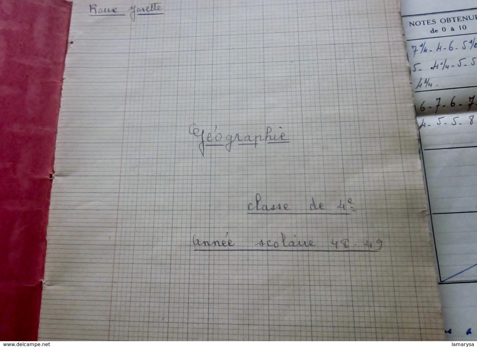 1948 Cahier Scolaire De Géographie Cartes Déssinées écriture Plume J. Roux Pce L'église Carcés Var Née 1935+Fiche Photo - Diplômes & Bulletins Scolaires