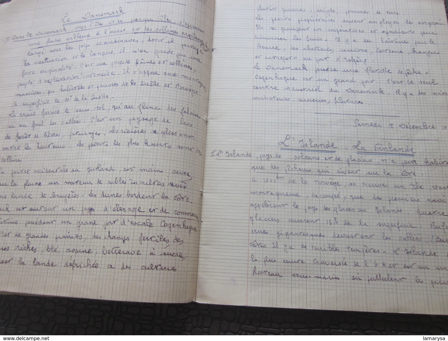 1948 Cahier Scolaire de Géographie Cartes déssinées écriture plume J. Roux Pce l'église Carcés Var Née 1935+Fiche photo