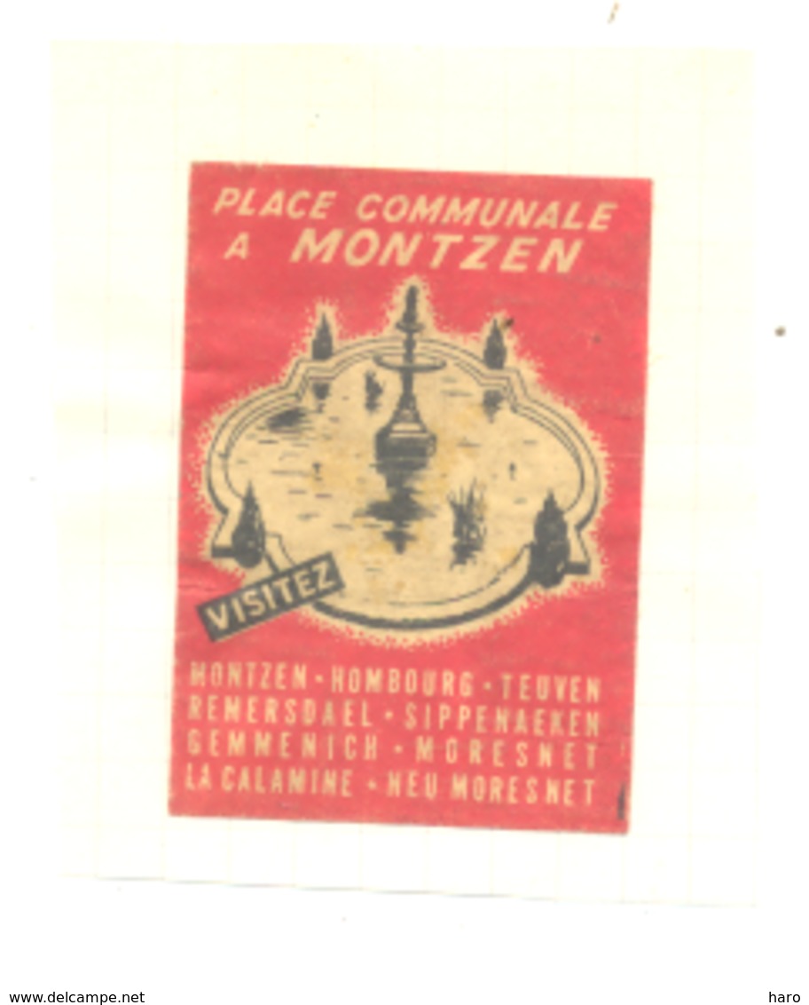 Etiquette De Boîte D'allumettes - Place Communale De MONTZEN  (bac) - Boites D'allumettes - Etiquettes