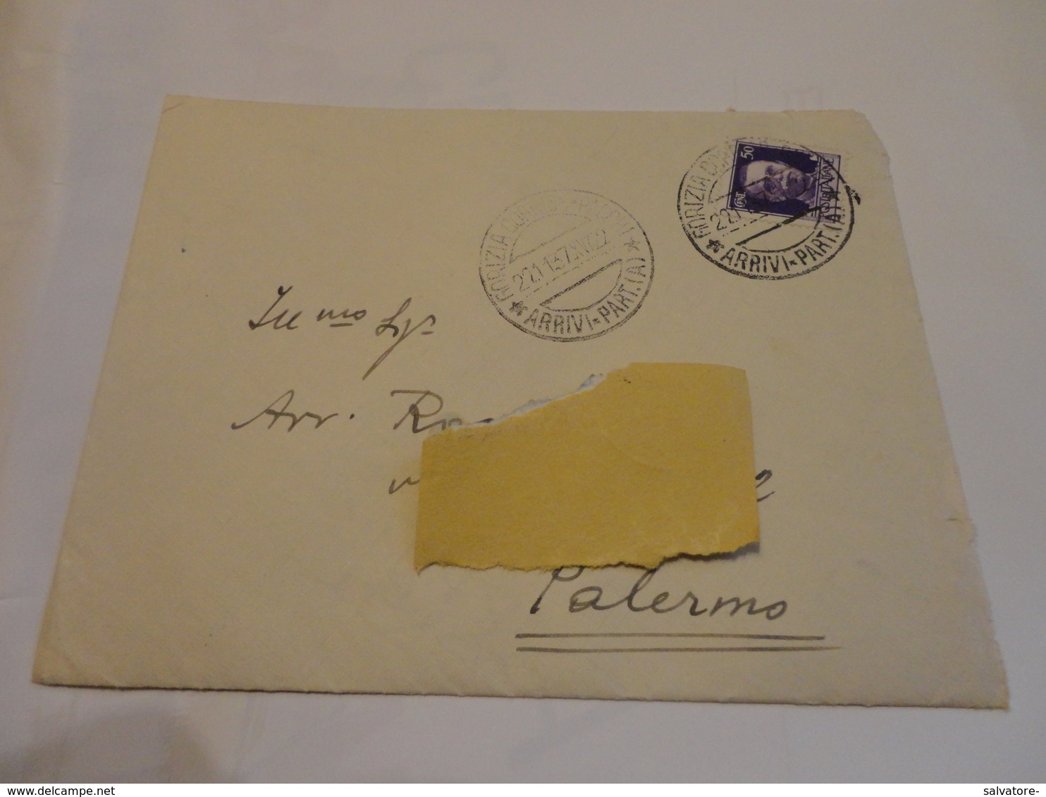 LETTERA CON50 CENTESIMI ANNULLATO GORIZIA -SUL RETRO ANNULLO NATANTE NAPOLI-1937 - Storia Postale