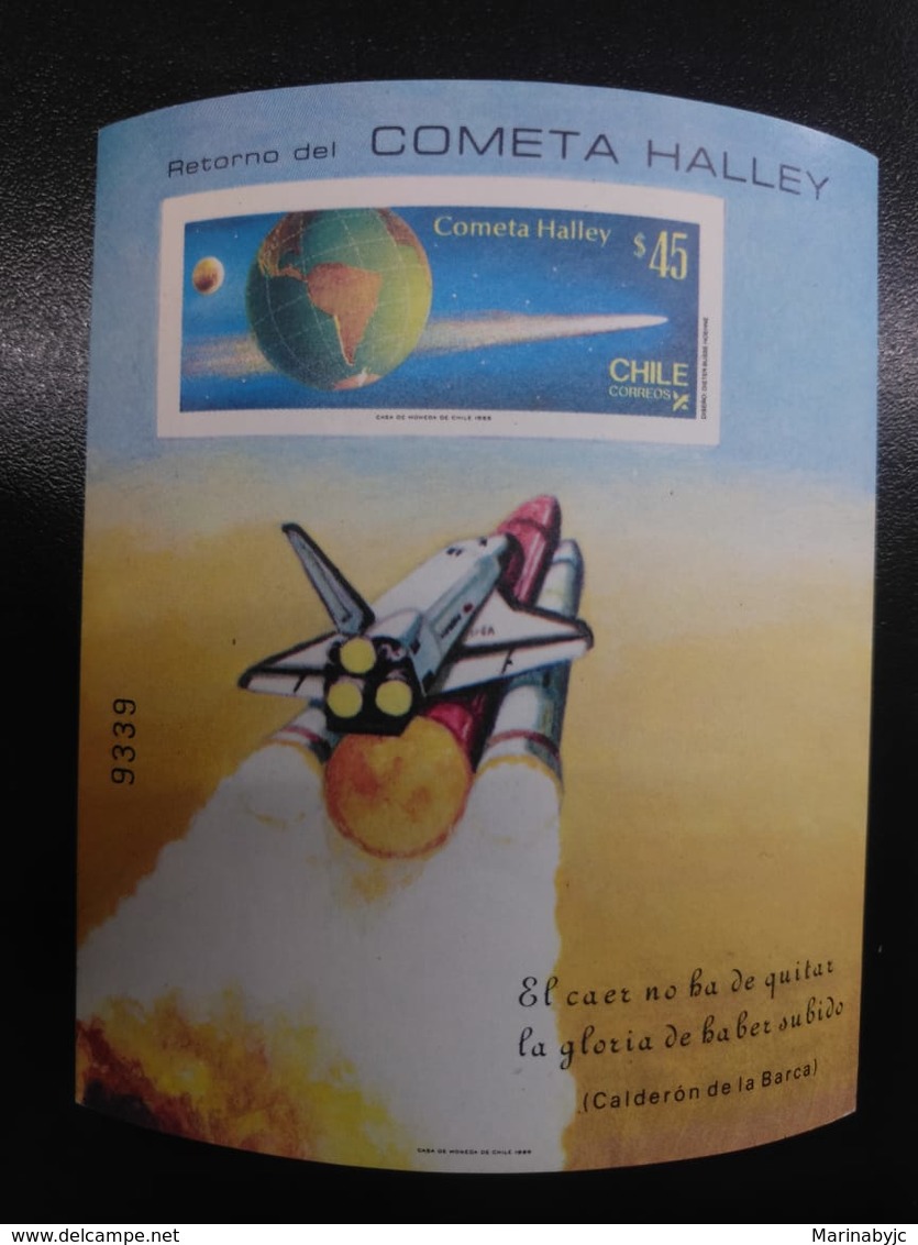 W) 1985 CHILE, STEP OF THE COMET HALLEY, SPACE TO COLOR MNH - Chile