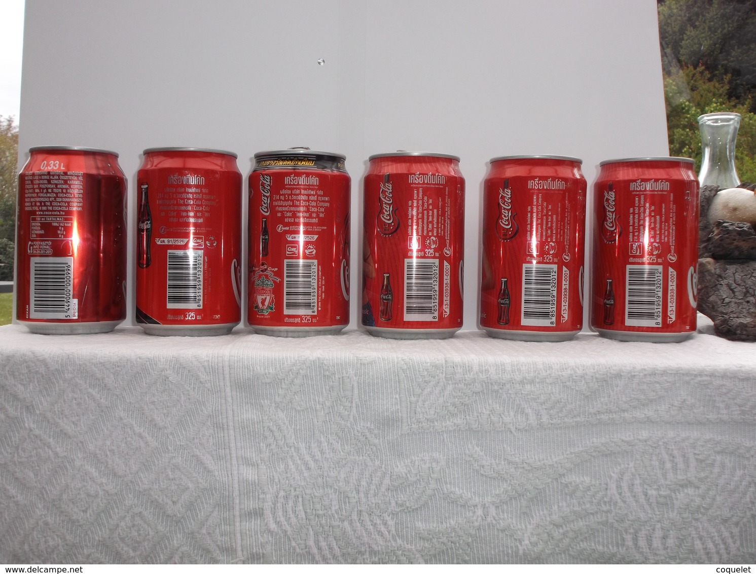 COCA COLA - Lot De 6 Cannettes Vides Venant De THAILANDE En + Ou - 2000 - Dosen