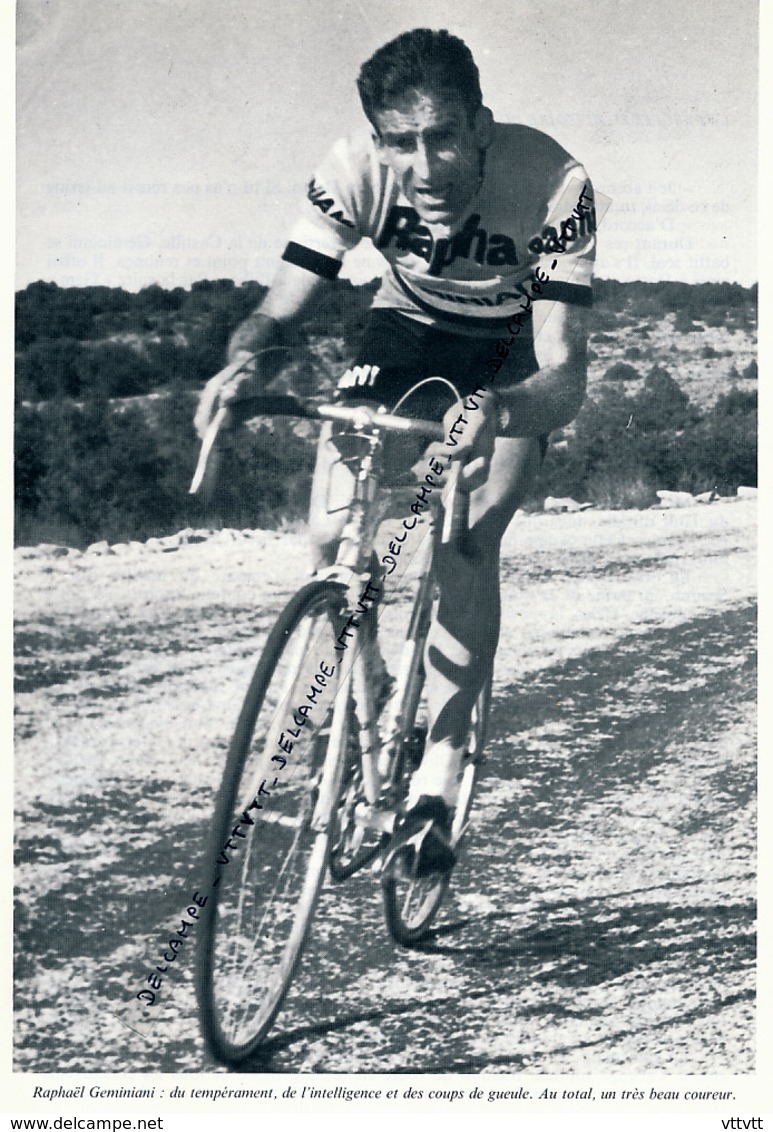 CYCLISME : PHOTO (1955), TOUR D'ESPAGNE, RAPHAEL GEMINIANI, UN TRES BEAU COUREUR, COUPURE LIVRE - Collections