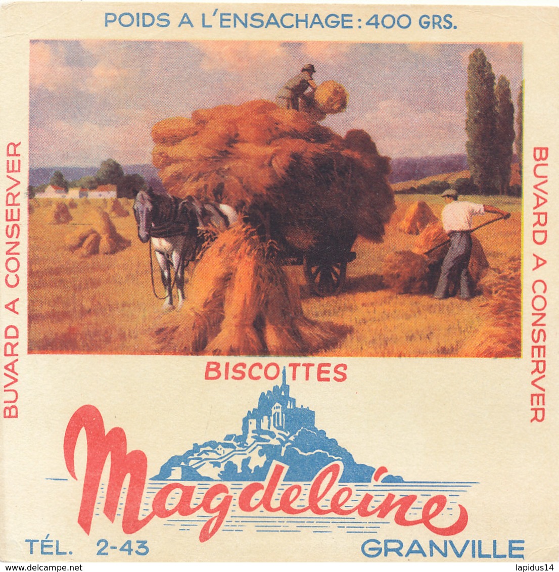 BU 1628 -/  BUVARD   BISCOTTES  MAGDELEINE   GRANVILLE   ( AGRICULTURE) - Biscottes