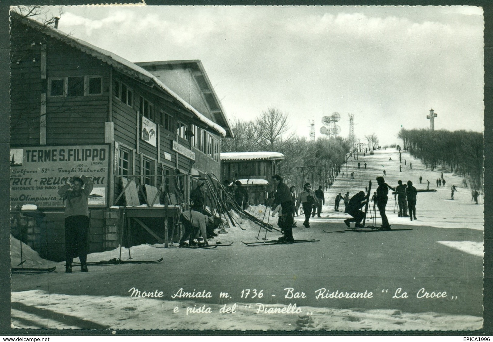 CARTOLINA - CV1739 MONTE AMIATA (Grosseto GR) Bar Ristorante La Croce E Pista Del Pianello, FG, Viaggiata 1961, - Grosseto