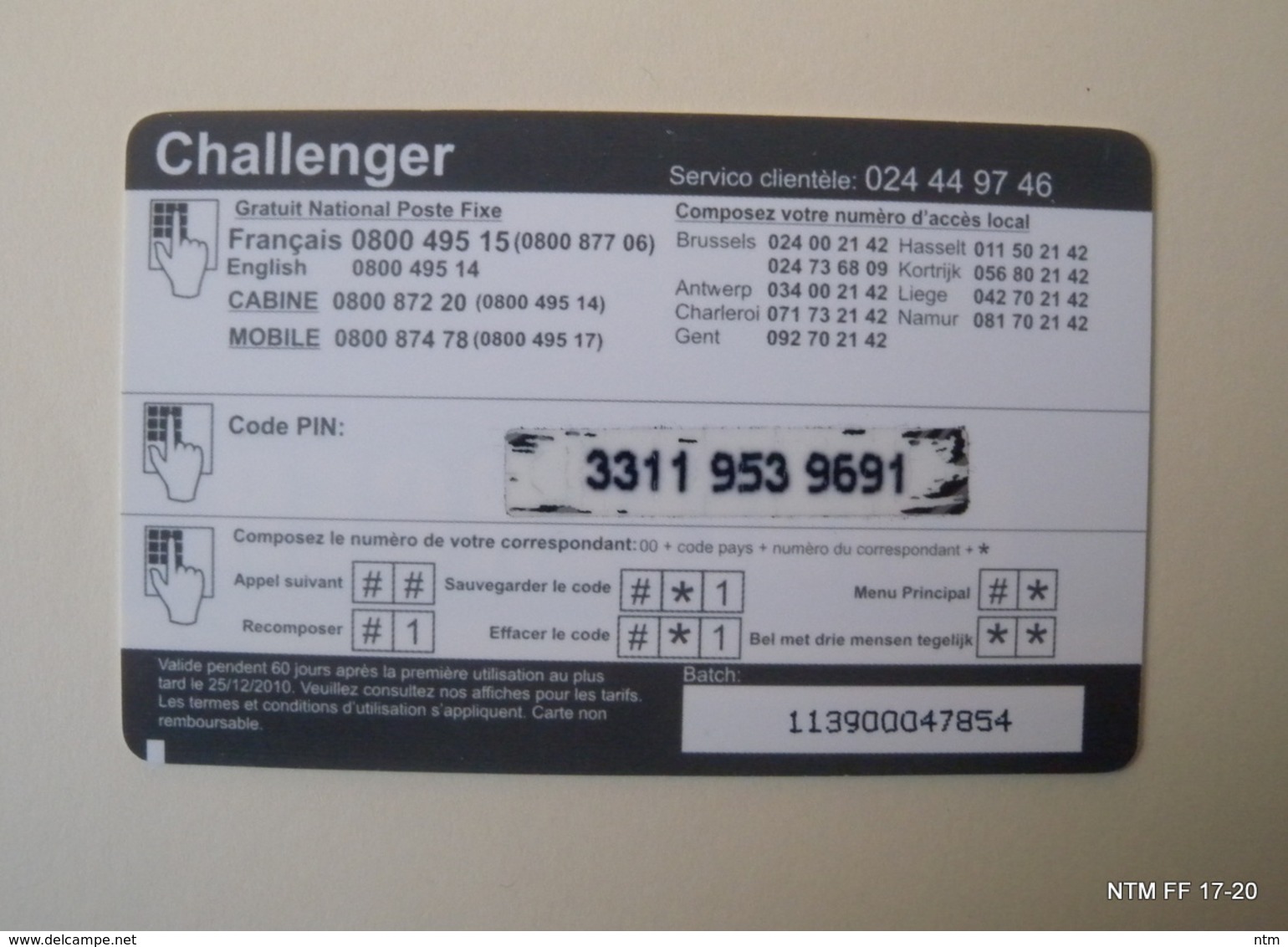 BELGIUM Yesr 2010 - Challenger - Gnanam Telecom  - Fast Card - Pre Paid Card (€5) Used. - [2] Prepaid & Refill Cards